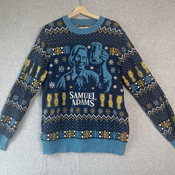 TIPSY ELVES SAMUEL ADAMS NEW LIGHT UP UGLY CHRISTMAS  HOLIDAY'S SWEATER XL #DD - Picture 1 of 9